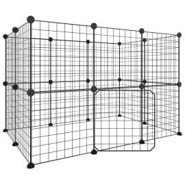 Cușcă animale de companie cu ușă 20 panouri negru 35x35 cm oțel, 2 image