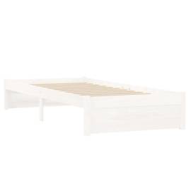 Cadru de pat small single 2ft6, alb, 75x190 cm, lemn masiv, 4 image