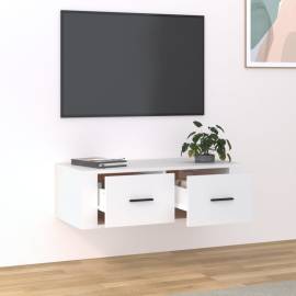 Dulap tv suspendat, alb, 80x36x25 cm, lemn compozit, 3 image