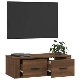 Dulap tv suspendat, stejar maro, 80x36x25 cm, lemn prelucrat, 5 image