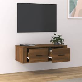 Dulap tv suspendat, stejar maro, 80x36x25 cm, lemn prelucrat, 3 image
