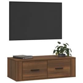 Dulap tv suspendat, stejar maro, 80x36x25 cm, lemn prelucrat, 4 image