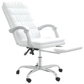 Fotoliu de birou rabatabil, alb, piele ecologică, 6 image