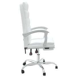 Fotoliu de birou rabatabil, alb, piele ecologică, 4 image