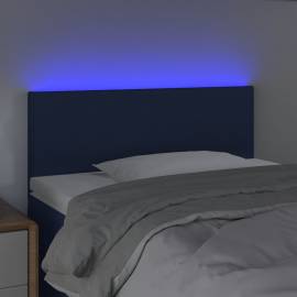 Tăblie de pat cu led, albastru, 80x5x78/88 cm, textil, 2 image