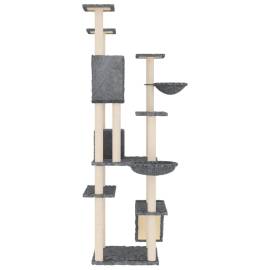 Ansamblu pisici, stâlpi din funie sisal, gri închis, 191 cm, 4 image