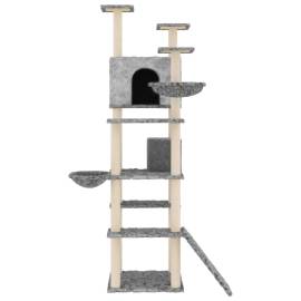 Ansamblu pisici, stâlpi din funie sisal, gri deschis, 191 cm, 3 image