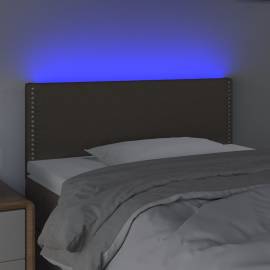 Tăblie de pat cu led, gri taupe, 80x5x78/88 cm, textil, 3 image