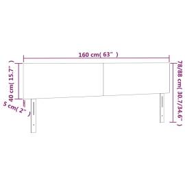 Tăblie de pat cu led, gri închis, 160x5x78/88 cm, catifea, 6 image