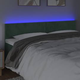 Tăblie de pat cu led, verde închis, 160x5x78/88 cm, catifea, 3 image