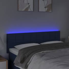Tăblie de pat cu led, albastru, 144x5x78/88 cm, textil, 3 image