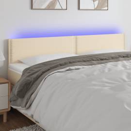 Tăblie de pat cu led, crem, 180x5x78/88 cm, textil