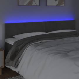 Tăblie de pat cu led, gri închis, 180x5x78/88 cm, catifea, 3 image