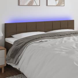 Tăblie de pat cu led, maro închis, 200x5x78/88 cm, textil