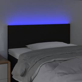 Tăblie de pat cu led, negru, 100x5x78/88 cm, textil, 3 image