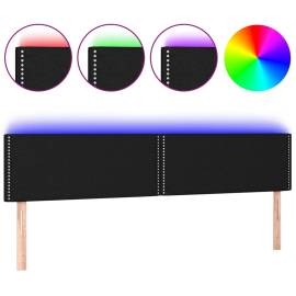 Tăblie de pat cu led, negru, 180x5x78/88 cm, textil, 2 image