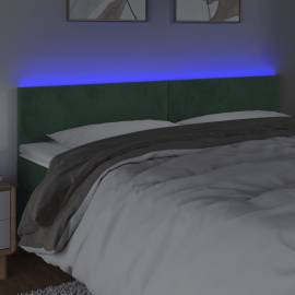 Tăblie de pat cu led, verde închis, 180x5x78/88 cm, catifea, 3 image