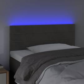 Tăblie de pat cu led, gri închis, 100x5x78/88 cm, catifea, 3 image
