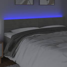 Tăblie de pat cu led, gri deschis, 160x5x78/88 cm, catifea, 3 image