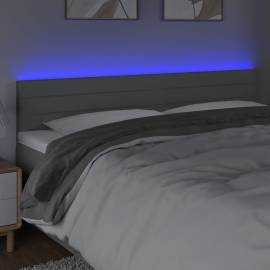 Tăblie de pat cu led, gri deschis, 180x5x78/88 cm, textil, 3 image
