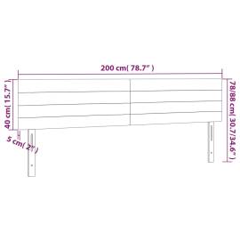 Tăblie de pat cu led, gri deschis, 200x5x78/88 cm, catifea, 6 image