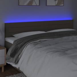 Tăblie de pat cu led, gri taupe, 160x5x78/88 cm, textil, 3 image