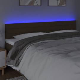 Tăblie de pat cu led, maro închis, 160x5x78/88 cm, textil, 3 image