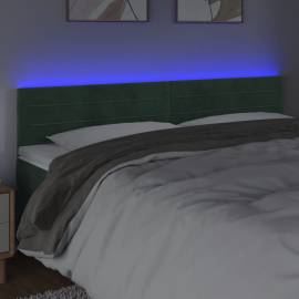 Tăblie de pat cu led, verde închis, 200x5x78/88 cm, catifea, 3 image