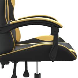 Scaun de jocuri, negru și auriu, piele ecologică, 9 image