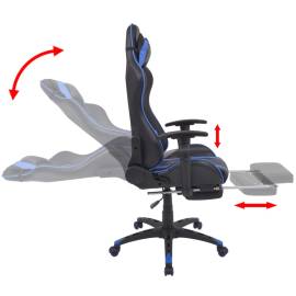 Scaun birou rabatabil, design racing, suport picioare, albastru, 3 image