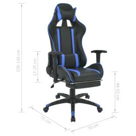 Scaun birou rabatabil, design racing, suport picioare, albastru, 7 image