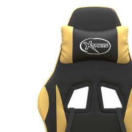 Scaun de gaming pivotant, negru și auriu, piele ecologică, 9 image