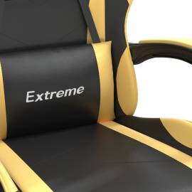 Scaun de gaming pivotant/suport picioare negru/auriu piele eco, 7 image