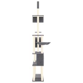 Ansamblu de pisici, stâlpi din funie sisal, gri închis, 279 cm, 4 image