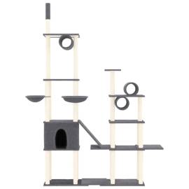 Ansamblu de pisici, stâlpi din funie sisal, gri închis, 279 cm, 3 image
