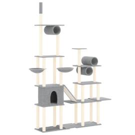 Ansamblu pisici cu stâlpi din funie sisal, gri deschis, 279 cm, 2 image