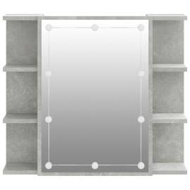 Dulap cu oglindă și led, gri beton, 70x16,5x60 cm, 8 image