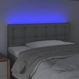 Tăblie de pat cu led, gri deschis, 100x5x78/88 cm, textil, 3 image