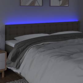 Tăblie de pat cu led, gri taupe, 200x5x78/88 cm, textil, 3 image