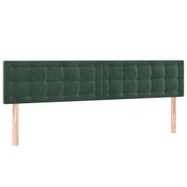 Tăblie de pat cu led, verde închis, 180x5x78/88 cm, catifea, 4 image
