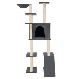 Ansamblu de pisici, stâlpi din funie sisal, gri închis, 166 cm, 3 image