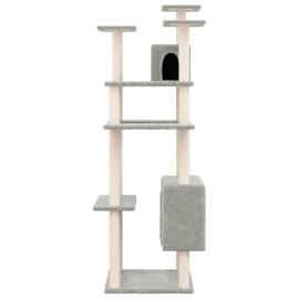 Ansamblu de pisici, stâlpi din funie sisal, gri deschis, 162 cm, 3 image