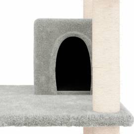 Ansamblu de pisici, stâlpi din funie sisal, gri deschis, 162 cm, 6 image