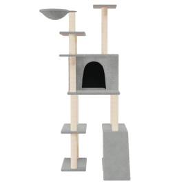Ansamblu de pisici, stâlpi din funie sisal, gri deschis, 166 cm, 3 image