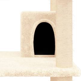 Ansamblu de pisici cu stâlpi din funie de sisal, crem, 162 cm, 6 image