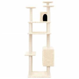 Ansamblu de pisici cu stâlpi din funie de sisal, crem, 162 cm, 3 image