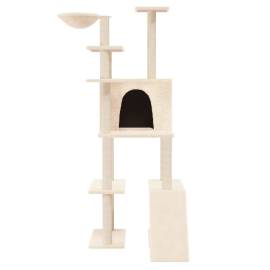 Ansamblu de pisici cu stâlpi din funie de sisal, crem, 166 cm, 3 image