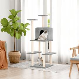 Ansamblu pisici, stâlpi din funie sisal, gri deschis, 144,5 cm