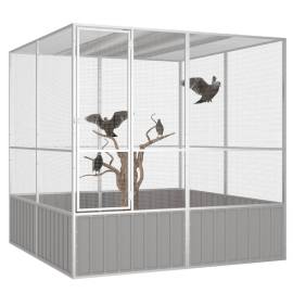 Colivie pentru păsări gri 213,5x217,5x211,5 cm oțel galvanizat, 2 image