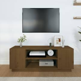 Comodă tv, maro miere, 110x35x40,5 cm, lemn masiv de pin, 3 image